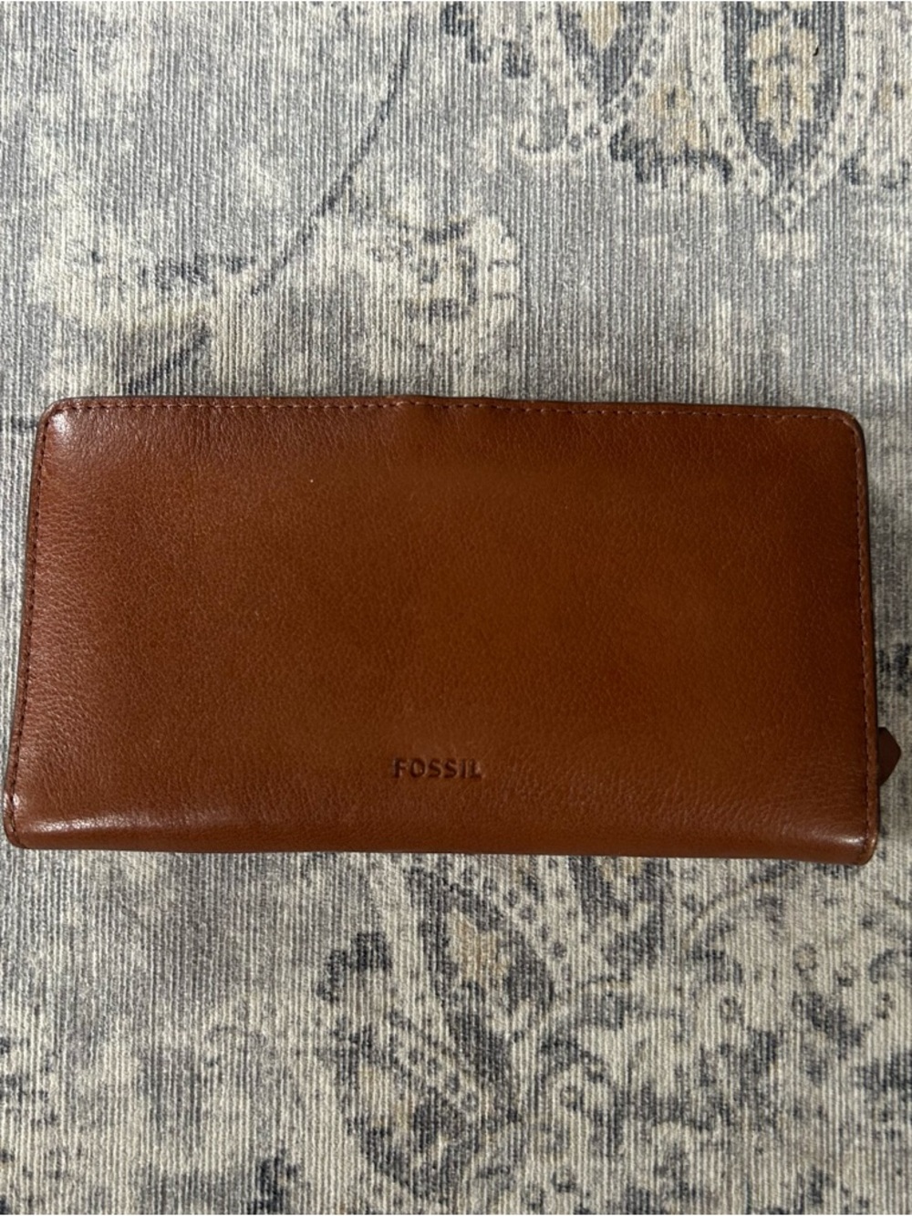 Fossil Chestnut Leather Long Zip Wallet